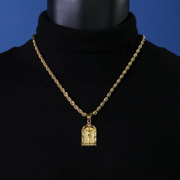 14k Jesus Pendant Rope Chain + Pendant